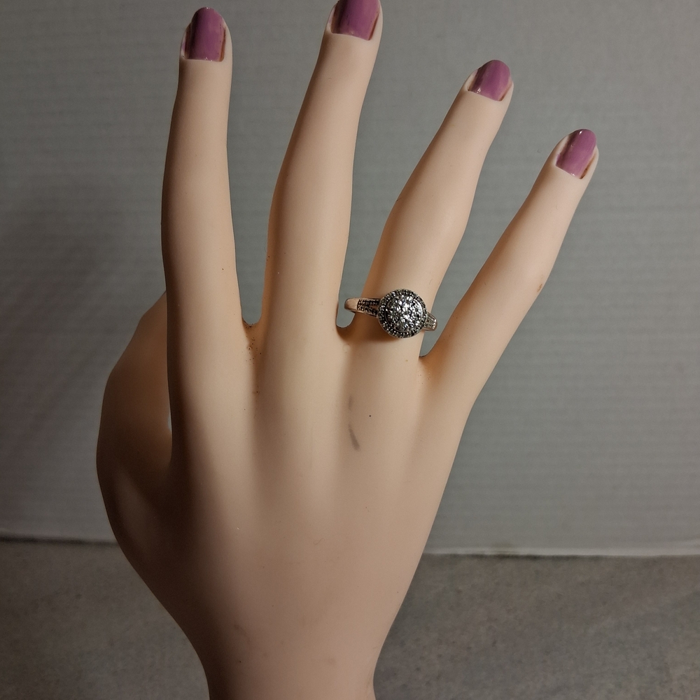 Allure SK 9 Diamond And 925 Silver Halo Ring Sz. 7